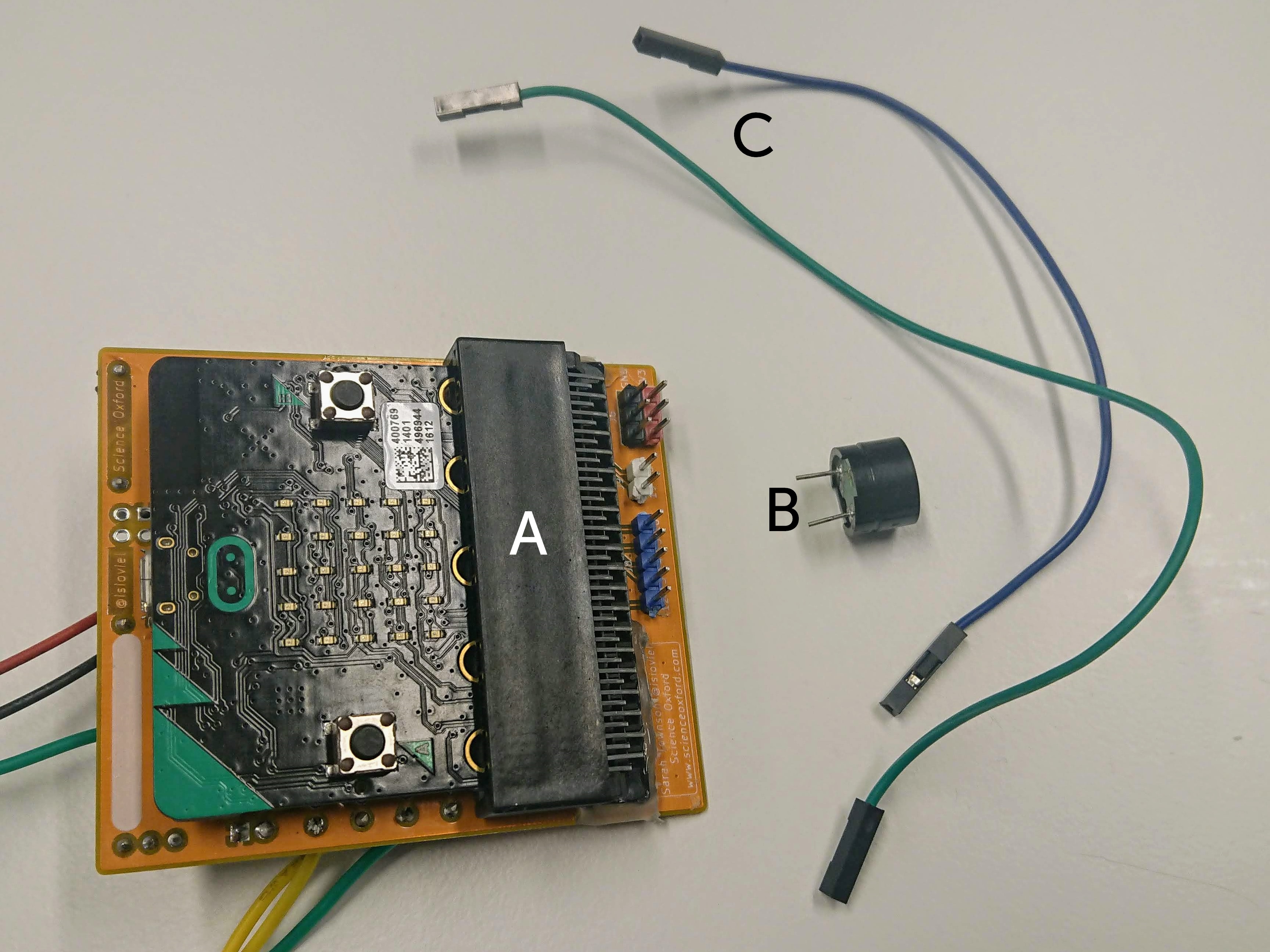 Components: robot, speaker, wires